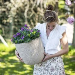 Pot à Fleurs Waste Rib 43x41 Cm Beige Terrazzo -Progardee Boutique 6479895e8f5002.15217662